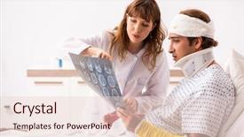  Presentation with metabolic doctor examining - PPT theme having neck x rays - young doctor examining injured patient background and a lemonade colored foreground