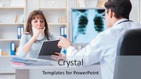  Presentation with radiologist - Cool new presentation theme with neck x rays - young woman visiting radiologist backdrop and a  colored foreground