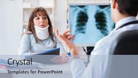  Presentation with radiologist - Audience pleasing slide deck consisting of neck x rays - young woman visiting radiologist backdrop and a light blue colored foreground