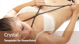  Presentation with pearls - Theme enhanced with neckled - young woman with black pearls background and a  colored foreground