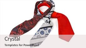  Presentation with three - Audience pleasing PPT theme consisting of necktie isolated on white background backdrop and a light gray colored foreground