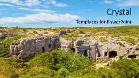  Presentation with caves - Cool new presentation design with necropolis caves in sunny day backdrop and a light blue colored foreground
