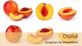  Presentation with fruit - Presentation enhanced with nectarine fruit isolated on white background and a yellow colored foreground