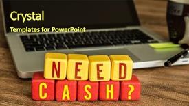  Presentation with cash - Cool new slide deck with need cash written backdrop and a wine colored foreground