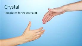  Presentation with women - Colorful PPT theme enhanced with help needed - women's hand goes backdrop and a cool aqua colored foreground