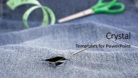  Presentation with jeans denim - Presentation having needle-and-thread-to-repair background and a light blue colored foreground