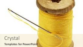  Presentation with needle - Colorful presentation theme enhanced with needle and thread backdrop and a yellow colored foreground