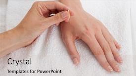  Presentation with intestine - PPT theme featuring needle in the large intestine background and a mint green colored foreground