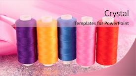  Presentation with needle - PPT theme having needle threads scissors ribbons background and a lemonade colored foreground