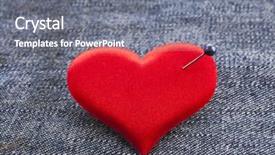  Presentation with needle heart - Presentation theme with pins needles - valentine's day fabric sack texture background and a gray colored foreground