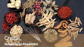  Presentation with chinese medicine acupuncture - Cool new PPT theme with needles and chinese herbal medicine backdrop and a coral colored foreground
