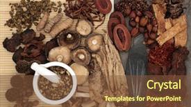  Presentation with traditional chinese medicine - Audience pleasing theme consisting of needles and mortar and pestle backdrop and a tawny brown colored foreground