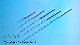  Presentation with needles - Beautiful PPT theme featuring needles for acupuncture on blue background backdrop and a light blue colored foreground
