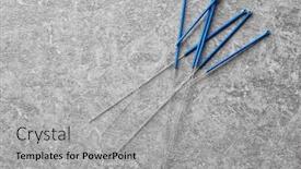  Presentation with needles - Presentation theme featuring needles-for-acupuncture-on-grey background and a light gray colored foreground