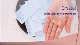  Presentation with needles - Cool new PPT theme with needles for acupuncture on hand close up backdrop and a sky blue colored foreground