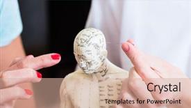  Presentation with alternative - Colorful presentation theme enhanced with tcm - alternative practitioner explaining acupuncture pinching backdrop and a coral colored foreground