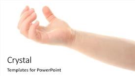  Presentation with white - Beautiful PPT theme featuring child's hand gesturing isolated backdrop and a white colored foreground