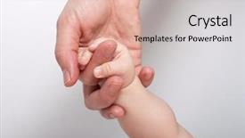  Presentation with baby - PPT theme featuring child s needs - mommy holding baby's hand background and a soft green colored foreground
