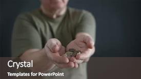  Presentation with poverty - Beautiful presentation featuring helping needy - senior man with coins backdrop and a tawny brown colored foreground