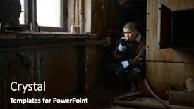  Presentation with homeless - Slide deck enhanced with needy-homeless-woman-smoking-cigarette background and a black colored foreground