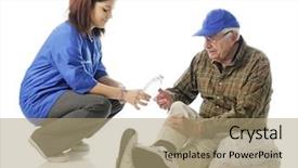  Presentation with homeless - Audience pleasing PPT layouts consisting of needy persons - attractive young volunteer passing backdrop and a coral colored foreground