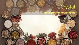  Presentation with border flower - PPT theme featuring neem - dried medicinal herb and flower background and a tawny brown colored foreground