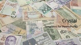  Presentation with negara - Beautiful PPT theme featuring negara indonesia - variety of international paper currency backdrop and a mint green colored foreground