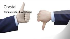  Presentation with thumbs up - Colorful presentation theme enhanced with negative body image - thumbs up and thumbs down backdrop and a white colored foreground