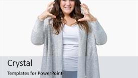  Presentation with young sing woman singing young - Amazing slide set having negative positive communication - beautiful plus size young woman backdrop and a  colored foreground