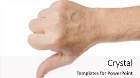  Presentation with waiter hand in white glove - Colorful slide set enhanced with negative positive communication - gesturing hand isolated on white backdrop and a light gray colored foreground