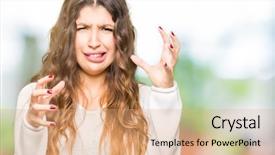  Presentation with white and black woman climbing ladders - Slides consisting of negative positive communication - young beautiful woman wearing white background and a  colored foreground