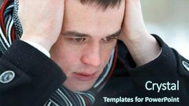  Presentation with despair - Slide set featuring negative thinking - portrait of man in despair background and a wine colored foreground