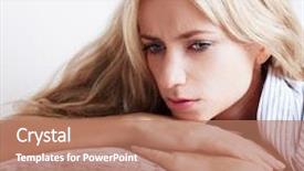  Presentation with grief - Audience pleasing theme consisting of negative thinking - sad woman at home grief backdrop and a coral colored foreground