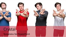  Presentation with collage - Presentation design featuring negatives - collage of young man background and a red colored foreground