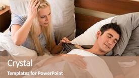  Presentation with sleeping - PPT layouts with neglect - indifferent or exhausted young man background and a coral colored foreground