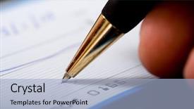  Presentation with negotiable instrument - Presentation theme featuring negotiable instrument - macro of a ball point background and a light blue colored foreground