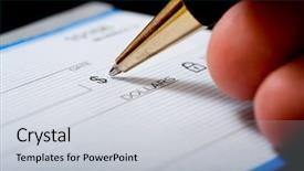  Presentation with negotiable instrument - Cool new presentation design with negotiable instrument - macro of a ball point backdrop and a light gray colored foreground