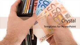  Presentation with negotiable instrument - Presentation enhanced with negotiable instrument - paying with euro currency background and a coral colored foreground