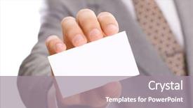  Presentation with business card - Slide deck having negotiation styles - business man holding visiting card background and a  colored foreground