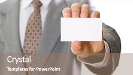  Presentation with business card - Cool new slides with negotiation styles - business man holding visiting card backdrop and a  colored foreground