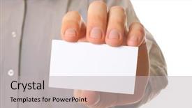  Presentation with business card - Presentation enhanced with negotiation styles - business man holding visiting card background and a light gray colored foreground