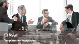  Presentation with social business people network - Theme having negotiation styles - business people discuss new opportunities background and a  colored foreground