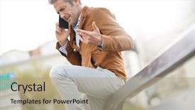  Presentation with negotiation - Amazing presentation design having negotiation styles - man talking on phone sitting backdrop and a  colored foreground