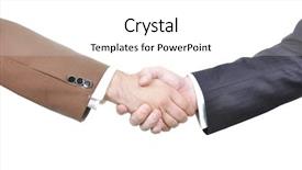  Presentation with shaking hands - Audience pleasing PPT layouts consisting of negotiation styles - two businessmen hands shaking backdrop and a white colored foreground