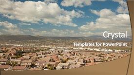  Presentation with housing - PPT theme featuring housing subdivision - elevated view of new contemporary background and a coral colored foreground