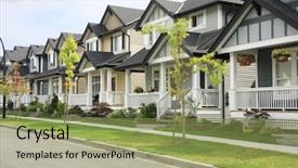  Presentation with neighborhood - PPT theme consisting of housing subdivision - friendly neighborhood of townhouses background and a yellow colored foreground