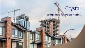  Presentation with new office - Beautiful presentation design featuring home or office building construction with new townhouses in front backdrop and a sky blue colored foreground