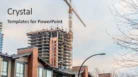  Presentation with front office - Presentation design having neigbourhood - home or office building construction background and a sky blue colored foreground