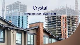  Presentation with new office - Presentation featuring neigbourhood - home or office building construction background and a sky blue colored foreground