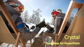  Presentation with two plastic bottles milk - Amazing PPT theme having neige - two male friends on skiing backdrop and a tawny brown colored foreground